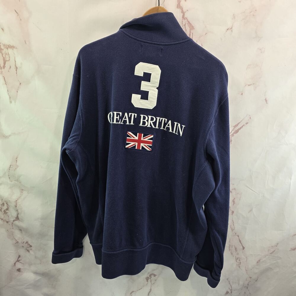 Vintage Polo Ralph Lauren Sweater Mens XL Cardigan Blue Great Britain Big Pony - Picture 4 of 14